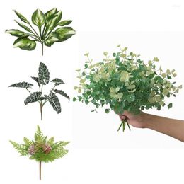 Decorative Flowers Artificial Succulent Green Plant Leaves Simulation Succulents Bouquet Jade Heart Leaf Plants Fake Bonsai Branch For Home