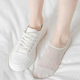 Women Socks & Hosiery Anti-slip Silicone Low Cut Ankle Sock Slippers Summer Invisible No Show Solid Colour Mesh Thin Breathable Boat SocksSoc