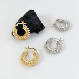 Hoop Earrings ALLME Minimalist Gold Colour Waved Tube For Women Circle Geometric Chunky Thick Textured Huggie Earring Jewellery