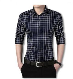 Men's Casual Shirts Men's Fashion Nice Men Spring Shirt Slim Fit Plaid Long Sleeve Cotton Dress Button Man Business Work Wear