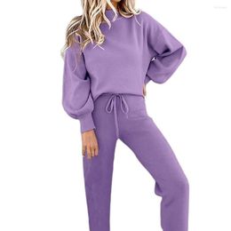 Women's Two Piece Pants Simple Sweatshirt Women's Set Straight Warm Casual Tracksuit Half High Collar Sporty Women Outfit