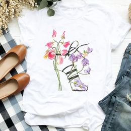Women's T Shirts Women Lady Floral Flower 90s Style Camisas Mujer Print Ladies Tee Womens Shirt Clothes Tshirt Female Top Graphic T-shirt