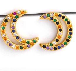 Jewelry Earrings Cubic Zirconia moon windmill gold color CZ Crystal Ear Clips No Pierced earrings for women Jewellery fl57l