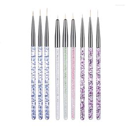 Nail Art Kits 3Pcs/set Line Brush Glitters Acrylic Ultra-thin Liner Drawing Painting Pen Flower Stripes Manicure Tools