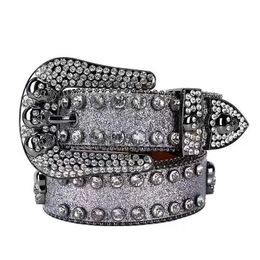 Western Rhinestones Belt Diamond Studded Pin Buckle Casual Fashion Luxury Strap PU Leather Bling Belts for Women