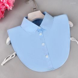 Bow Ties Men Women Vintage Fake Collar For Shirt Pure Cotton Blue Professional Wear Business Collars Solid Lapel Blouse