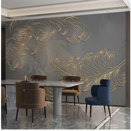 3d Customised wallpaper living room TV background bedroom light luxury line wallpaper three-dimensional relief mural