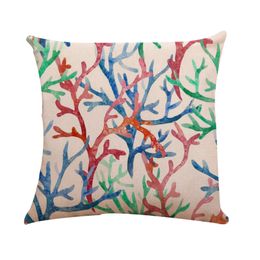 Tropical Style Pillow Cushion Cover Linen Coral Seagrass Pillow Covers Sofa Hippocampus Starfish Cushions Pillowcase Home Decor TH0305