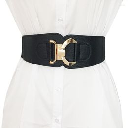 Belts Women's Belt Elastic Stretch Fashion Waist Cinch Band Wide With Golden Clasp Alloy Buckle