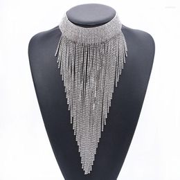 Choker Luxury Crystal Tassel Large Collar Necklace Women Wedding Party Statement Big Bib Female Jewelry