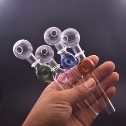 Smoking Accessories Glass Oil Burner Pipe Donut Shape Colorful Thick Pyrex Hand Smoking Pipe 14cm Lenght 30mm Ball Big Size Cheapest