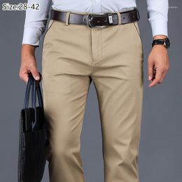 Men's Suits Dress Pants Men Clothing Thick Autumn Business Stretched Straight Non-ironing Work Office Khaki Plus Size Male Suit Trousers