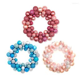 Decorative Flowers Christmas Wreath Ball Ring Ornaments Shatterproof Front Door Window Hanging Holiday Event Xmas Decoration For Indoor