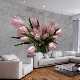 Modern 3d stereoscopic wallpaper rose petals three-dimensional living room bedroom sofa TV background wall wallpaper