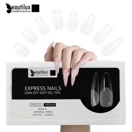 False Nails Beautilux 552pcsbox Stiletto Almond Square Coffin French Fake Press On Soak Off Gel Nail Tips PMMA American Capsule 220909