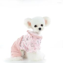 Dog Apparel Pet Clothes 2022 Autumn And Winter Clothing Items Print Strap Four-Legged Warm Cotton Padded Overalls
