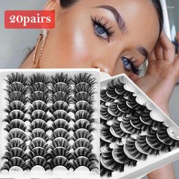 False Eyelashes Faux Mink Bushy Cross Lashes 20 Pairs Reusable Daily Eye Extension 6D Fake Makeup Tools