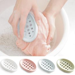 Soap Dishes Bathroom Hollow Holder Container Shower Cleaning Storage Stand Box Tray Solid Colour Oval Dish