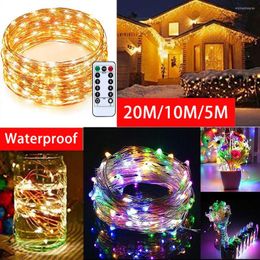 Strings 2022 Led Christmas Fairy Lights Copper Wire String 5-20M Holiday Outdoor Lamp Garland For 2023 Year Tree Wedding Decoration