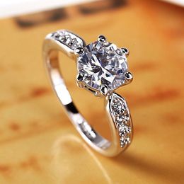 10Pcs Fashion Six Prong Zircon Wedding Ring For Women Engagement Band Valentines Gift For Girl