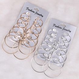 Hoop Earrings 6/12 Pairs Fashion Set Vintage Big Circle Korean Punk Earring For Women Girls Steampunk Ear Clip Jewelry Gift