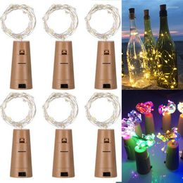 Strings 10Pcs 1M/2M/3M Wine Bottle Copper Wire LED String Lights Battery Power Fairy Garland For Christmas Holiday Wedding Party Decor