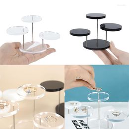 Hooks 3 Layers Round Acrylic Jewellery Display Stands Product Organiser Clear White Black Steel For Rings Earrings Necklace Holder Shelf