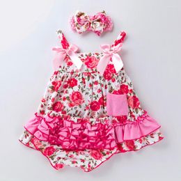 Abiti da ragazza Summer Baby Dress 0-2Year Floral Princess Gonne Gonna con bretelle Pp Pantaloni Suit Kids Birthday Party Toddler Girls