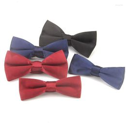 Bow Ties Classic Solid Blue Bowties For Men Silk Self Tie Black Men's Cotton Bowtie Red Pocket Squares Set Wedding B014