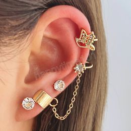 Vintage Cute Sweet Sparkling Diamond Bird Ear Cuff Earring Set Women Simple Gold Colour Metal Earrings Girls Fashion Jewellery