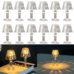 Table Lamps 1-12Pcs LED Crystal Projection Night Light Bedroom Lamp Romantic Diamond Atmosphere Wedding Cafe Bar Restaurant Home Decor