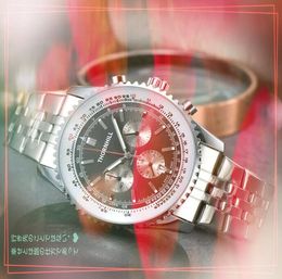 three eyes timer stopwatch wristwatch 45mm popular men Sports Japen VK Quartz Chronograph Hour Stainless Steel President Multifunctional highend wristwatch