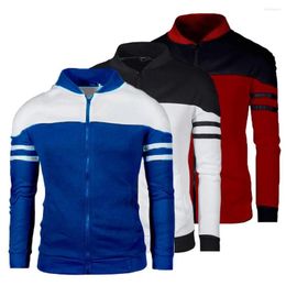 Men's Hoodies Stylish Plush Striped Autumn Coat Men Streetwear Dispel Cold