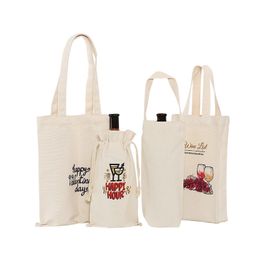 Sublimation wine bag with Drawstring Reusable Polyester Blank Bags Heat Transfer for DIY St Patrick's Day Easter Birthday Wedding and Party