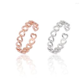 Cluster Rings 1PC Hollowed-out Heart Shape Open Ring Design Cute Fashion Vintage For Women Young Girl Child Gifts Adjustable