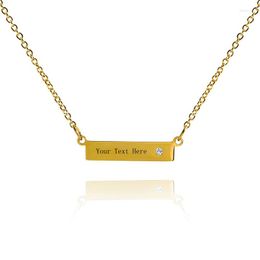 Pendant Necklaces Charms Stainless Steel Necklace Gold/Silver Colour Simple Bar For Women Mom Mother Day Jewellery Gift Customised Names