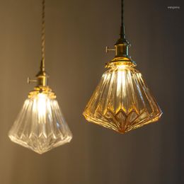 Pendant Lamps Glass Light Nordic Lamp Copper Brass Creative Minimalist E27 Transparent Lampshade For Restaurant