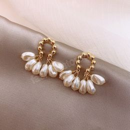 Trend Pearl Dangle Earrings For Women Temperament Personality Versatile Pendant Earrings Elegant Jewellery