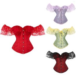 Belts Sexy Lace Off Shoulder Corset Women Bustier Fishbone Bandage Slimming Waist Trainer Tie-up Girdle Shapewear Wedding Party Belt