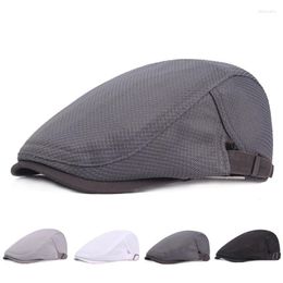 Berets Unisex Solid Color Net Cap Polyester Sboy Caps Hats Portable Casual Men Women Flat Driving Hunting Golf Cabbie