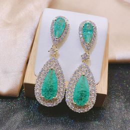 Dangle Earrings Fashion Arrival Water Drop Light Green Cubic Zirconia Earring For Women Wedding Bridal Party Jewellery Accessories E-1035