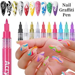 Nail Art Kits 1pc Graffiti Pen Waterproof Abstract Lines Flower Sketch Drawing Brushes Painting Diy Accessories Tools