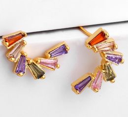 Jewelry Earrings Cubic Zirconia flower gold color CZ Crystal Ear Clips No Pierced earrings for women Jewellery c6rfg