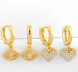 Jewellery Earrings Cubic Zirconia eye heart gold Colour CZ Crystal Ear Clips No Pierced earrings for women Jewellery w35j