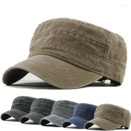 Ball Caps Men's And Women's Adjustable Army Washing Cap Classic Plain Colour Retro Military School Student Flat Top