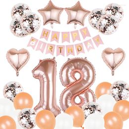 Party Decoration Crown Glitter Confetti Latex Balloons Birthday Banner 18 Years Old Decor Clear Helium Globos