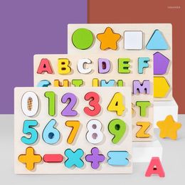 Jewellery Pouches Kids Wooden Puzzle Toys Numbers 0-9 English Letters Shape Children's Educational Early Learning