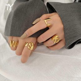 Neo Goth European and American Exaggerated Metal Letter Gold Colour Rings For Woman Korean Fashion Jewellery Girl's Set Accessories