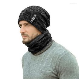 Berets 2022 Winter Hat For Men Solid Men's Knitted Beanies Warm Outdoor Cold-proof Accessories Thick Fleece Inside Cap