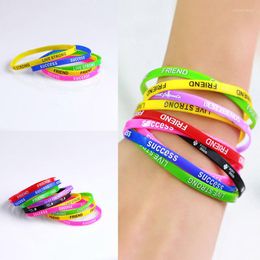 Charm Bracelets 10 Pcs/lot Bulk Wholesale Fashion Multicolor Silicone Bracelet For Women Rubber Wristband Mix Style Love Friend Elastic